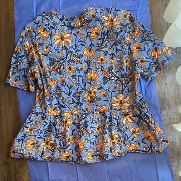 Zara Blue and Orange Floral Blouse - Picture 5 of 7